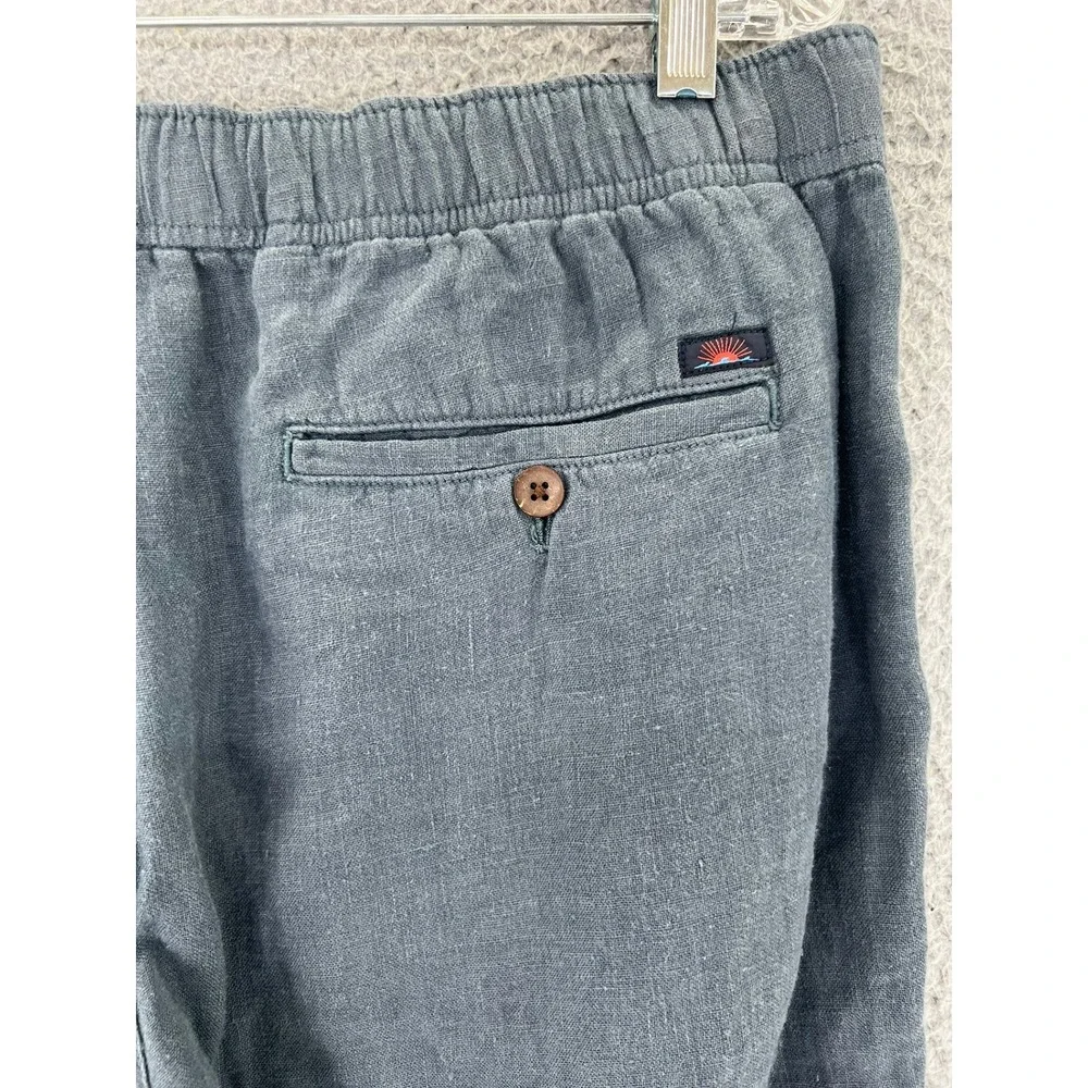 Faherty Brand Mens Linen Blend Jogger Pants Charcoal Gray Drawstring Size Large